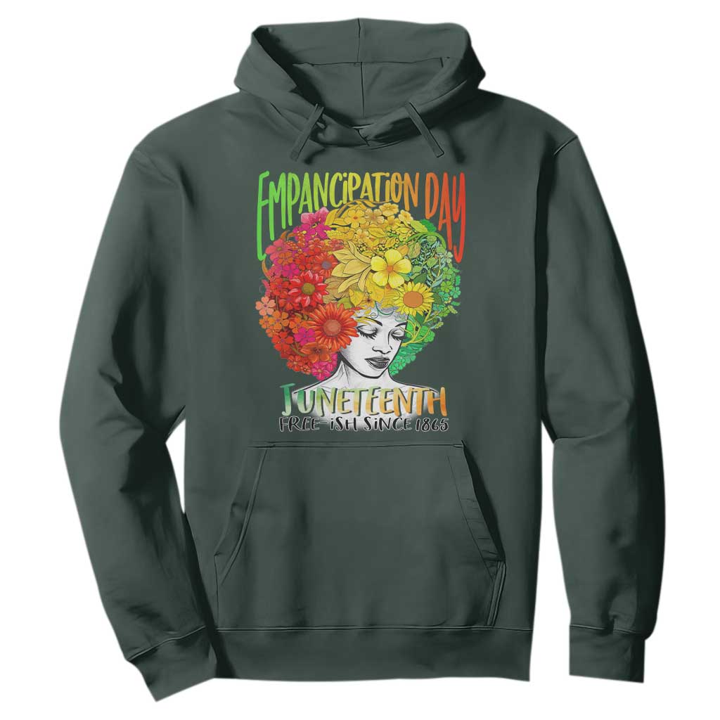 Freeish Since 1865 Juneteenth Hoodie Freedom Day African American June 19th Black Women Floral Hair
