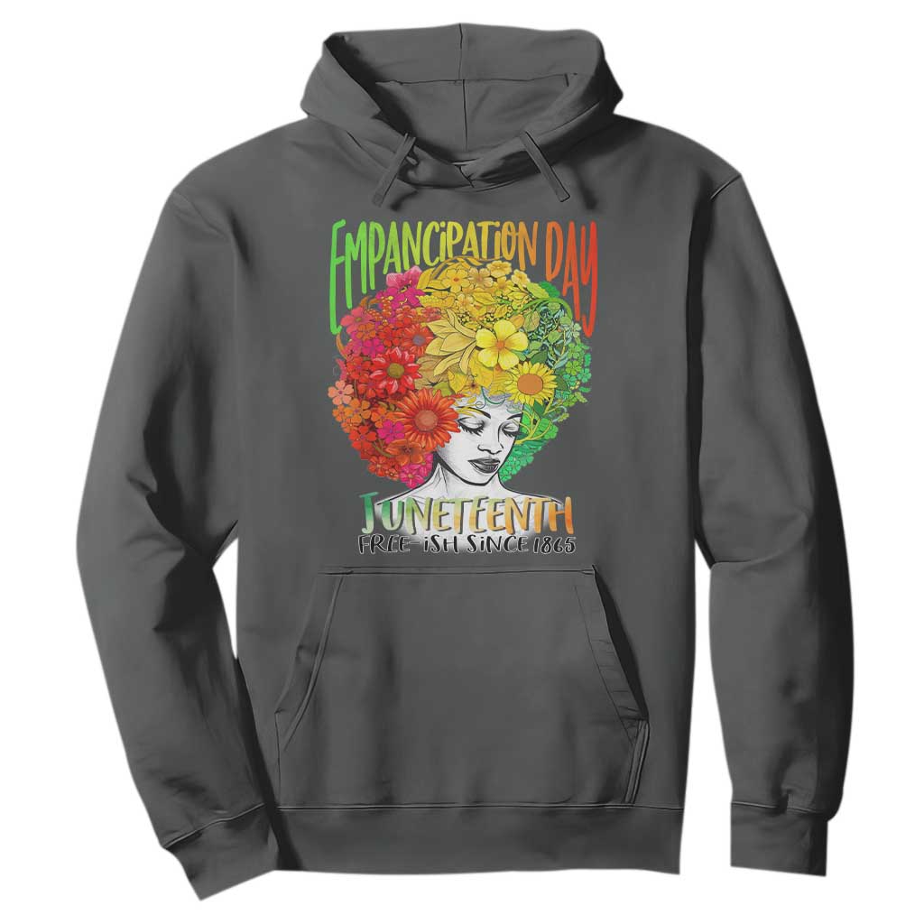Freeish Since 1865 Juneteenth Hoodie Freedom Day African American June 19th Black Women Floral Hair