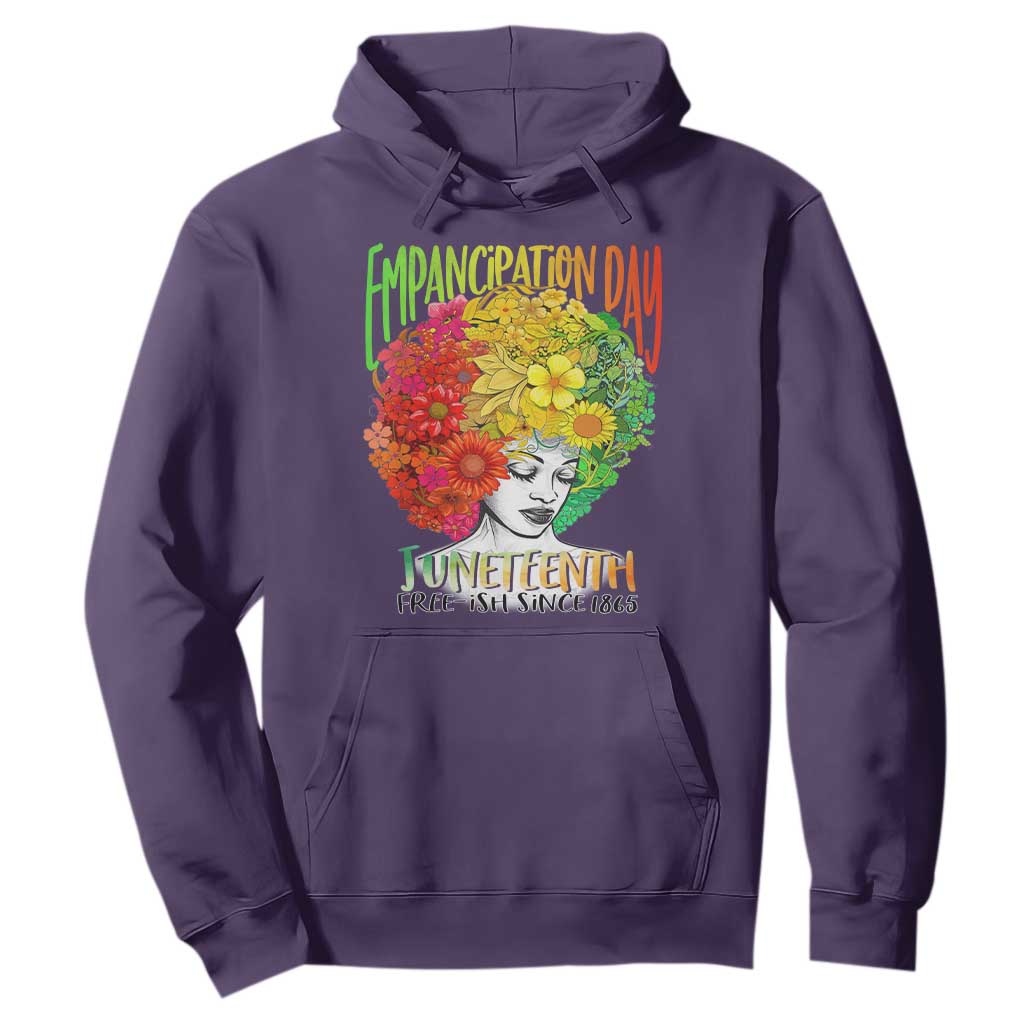 Freeish Since 1865 Juneteenth Hoodie Freedom Day African American June 19th Black Women Floral Hair