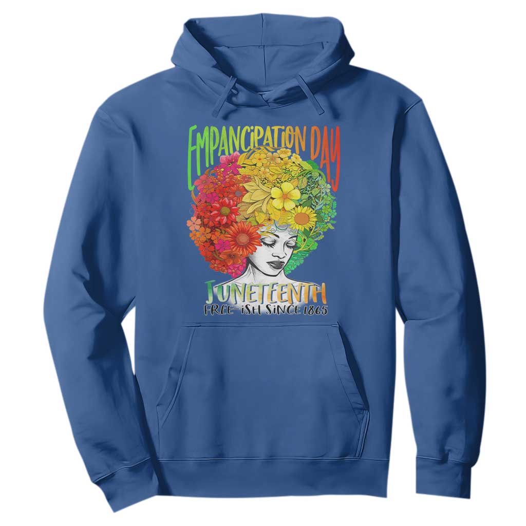 Freeish Since 1865 Juneteenth Hoodie Freedom Day African American June 19th Black Women Floral Hair