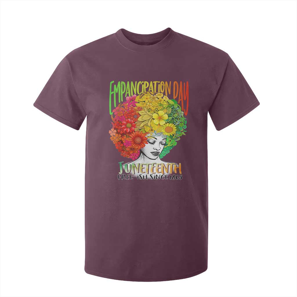 Freeish Since 1865 Juneteenth T Shirt For Kid Freedom Day African American June 19th Black Women Floral Hair
