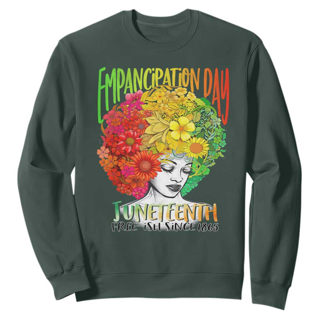 Freeish Since 1865 Juneteenth Sweatshirt Freedom Day African American June 19th Black Women Floral Hair