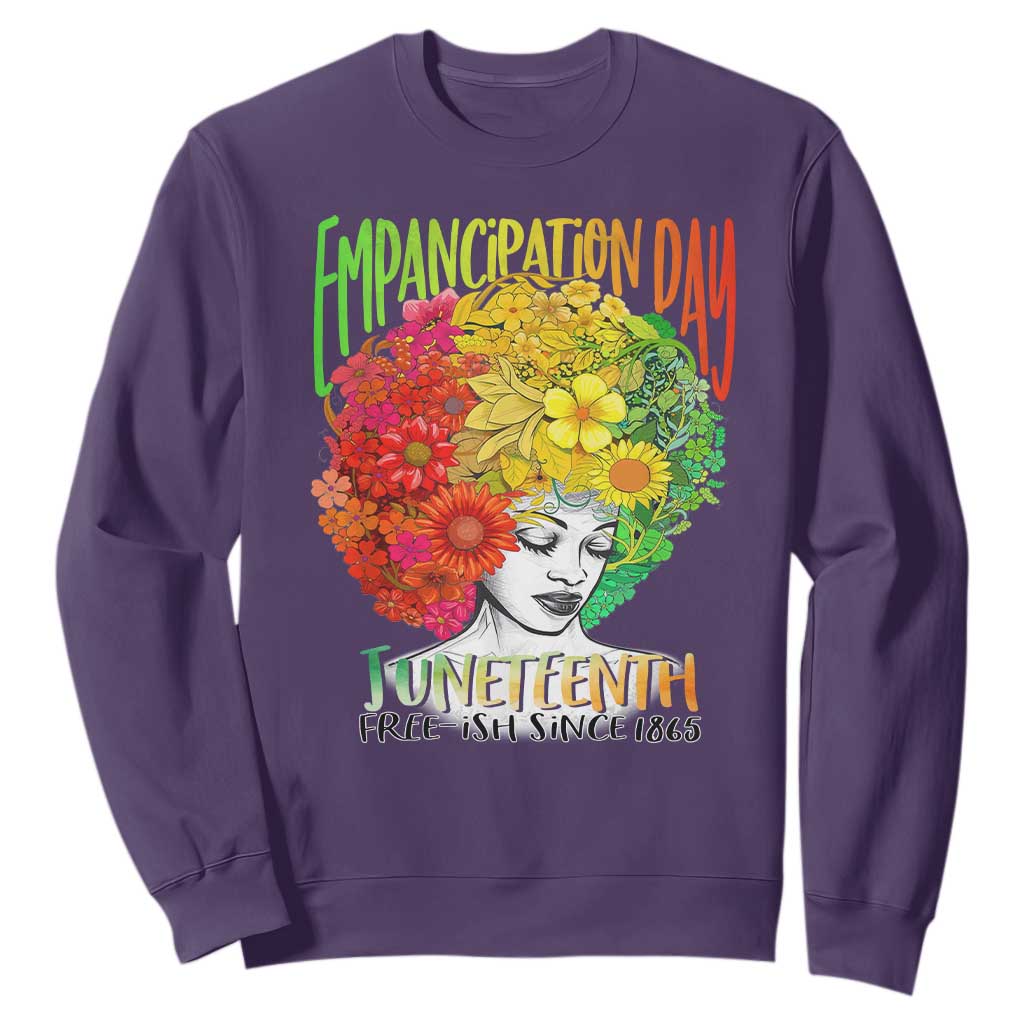 Freeish Since 1865 Juneteenth Sweatshirt Freedom Day African American June 19th Black Women Floral Hair