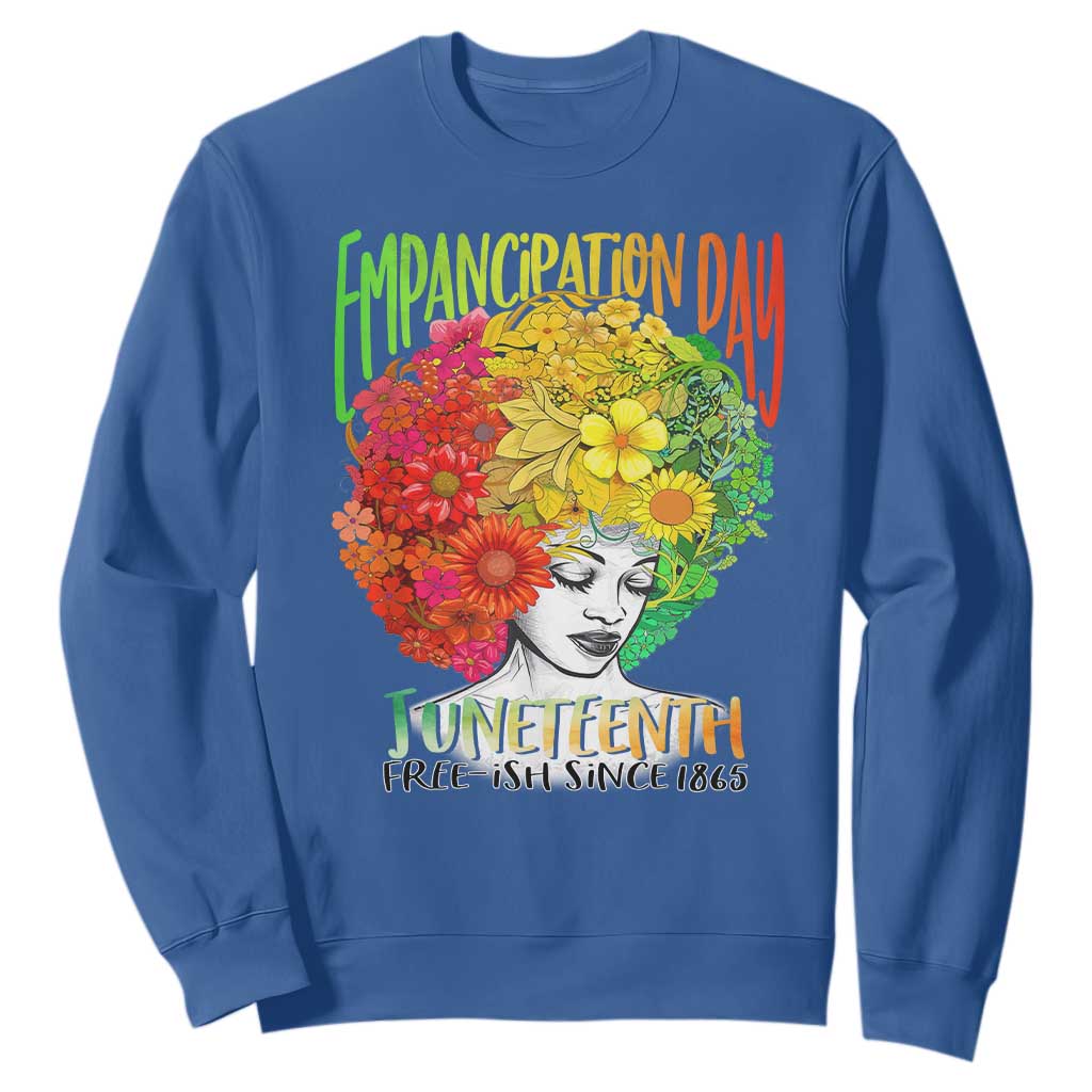 Freeish Since 1865 Juneteenth Sweatshirt Freedom Day African American June 19th Black Women Floral Hair