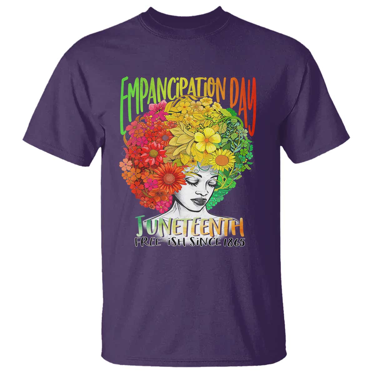 Freeish Since 1865 Juneteenth T Shirt Freedom Day African American June 19th Black Women Floral Hair
