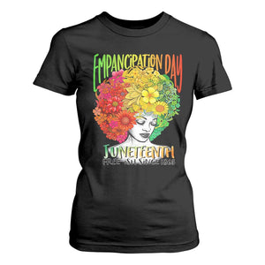 Freeish Since 1865 Juneteenth T Shirt For Women Freedom Day African American June 19th Black Women Floral Hair