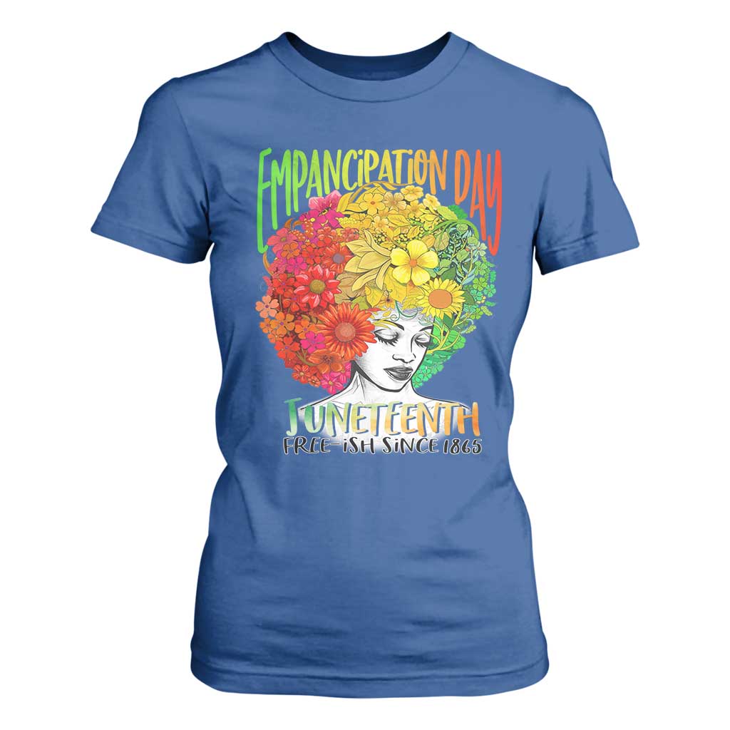 Freeish Since 1865 Juneteenth T Shirt For Women Freedom Day African American June 19th Black Women Floral Hair