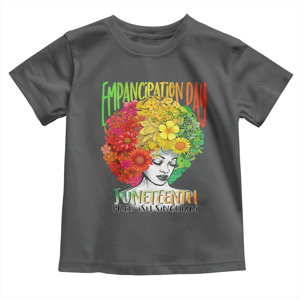 Freeish Since 1865 Juneteenth Toddler T Shirt Freedom Day African American June 19th Black Women Floral Hair