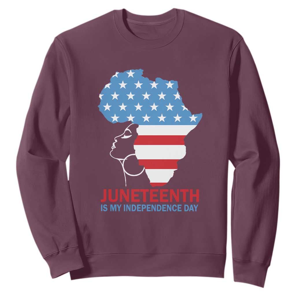 Juneteenth Is My Independence Day Sweatshirt African Woman Not 4th Of July