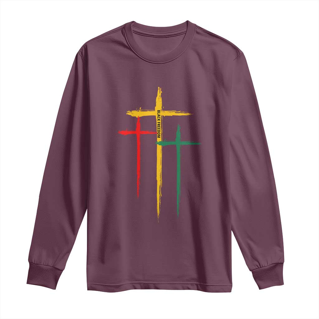 Christian Cross Juneteenth Long Sleeve Shirt African Black Freedom Day 1865