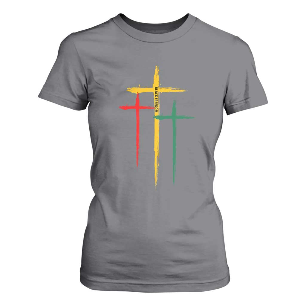 Christian Cross Juneteenth T Shirt For Women African Black Freedom Day 1865