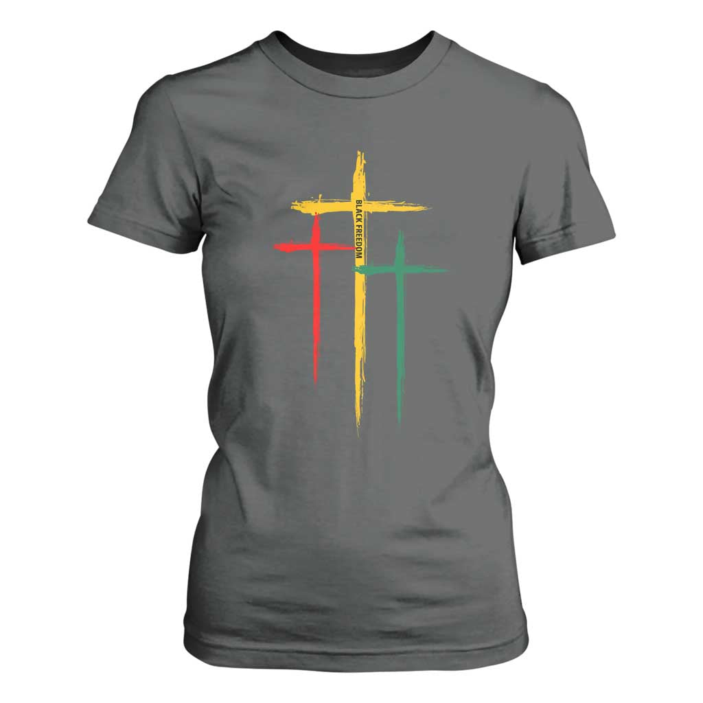 Christian Cross Juneteenth T Shirt For Women African Black Freedom Day 1865