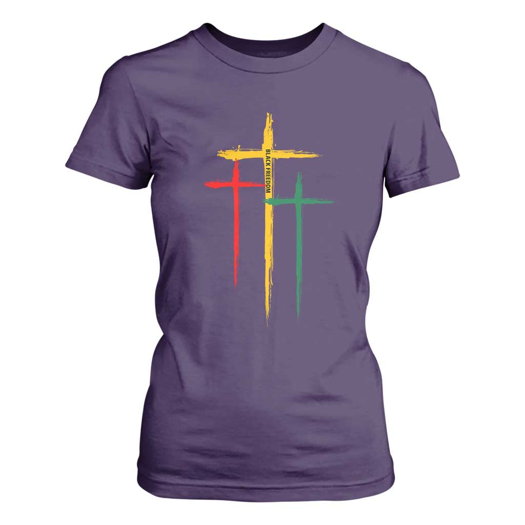 Christian Cross Juneteenth T Shirt For Women African Black Freedom Day 1865