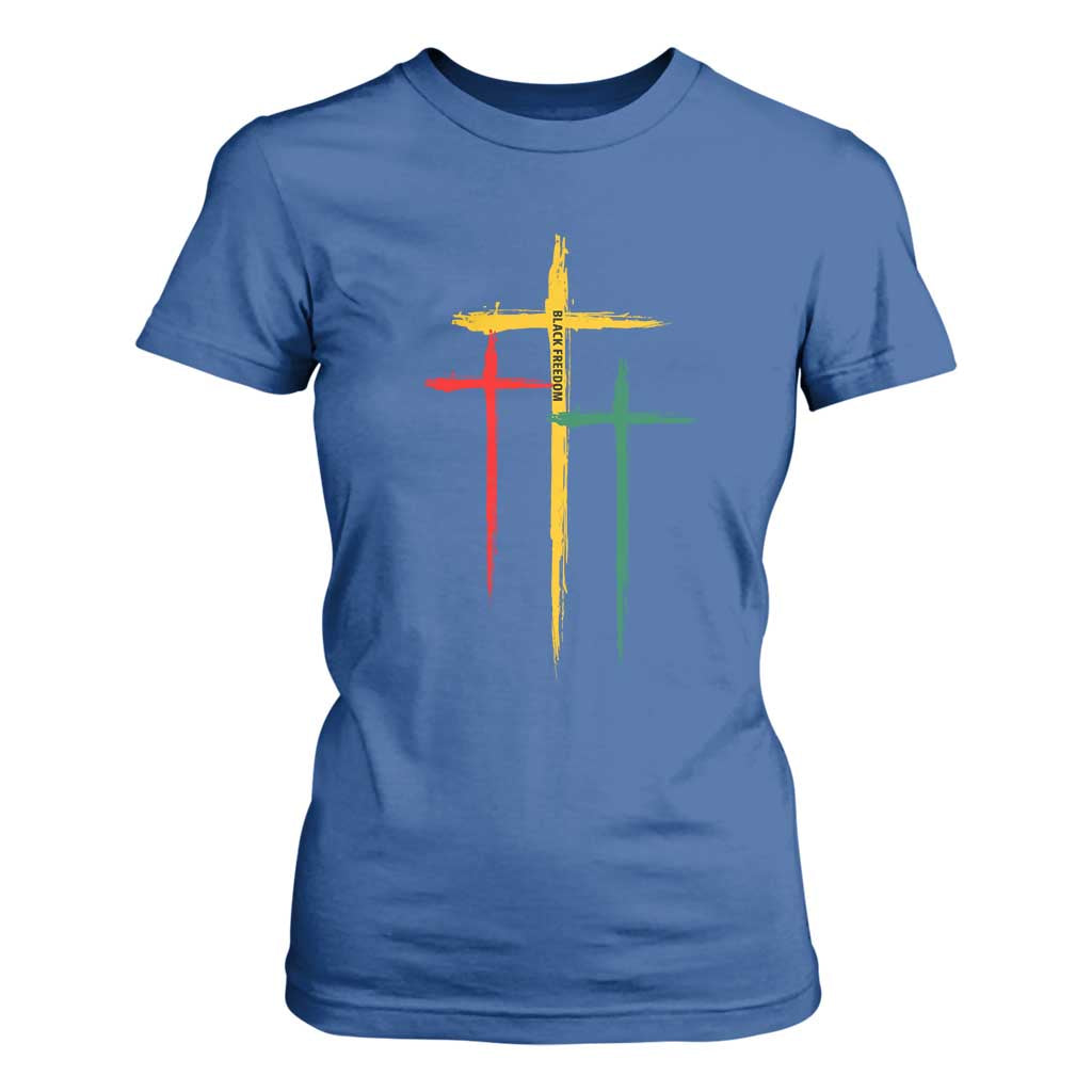 Christian Cross Juneteenth T Shirt For Women African Black Freedom Day 1865