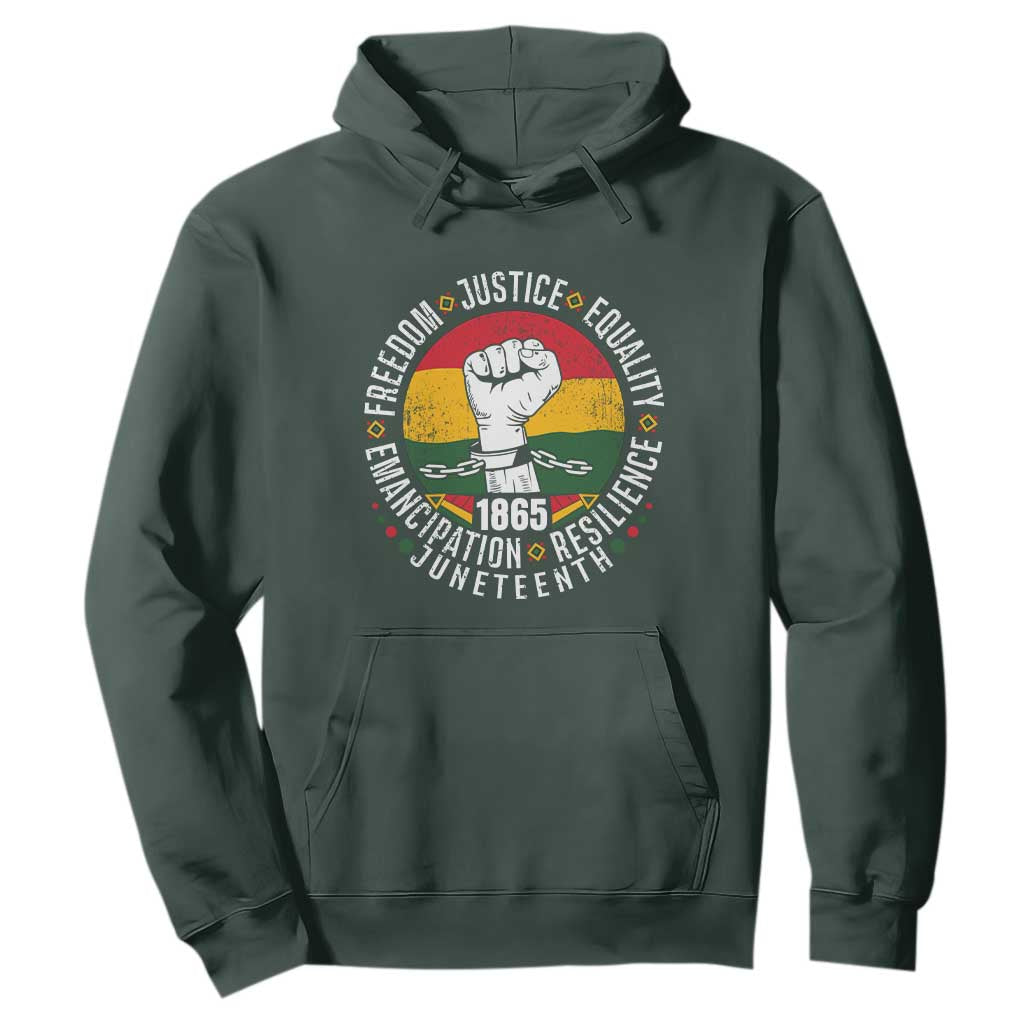 Juneteenth Raised Fist Hoodie Freedom Justice Equality Emancipation Resilience