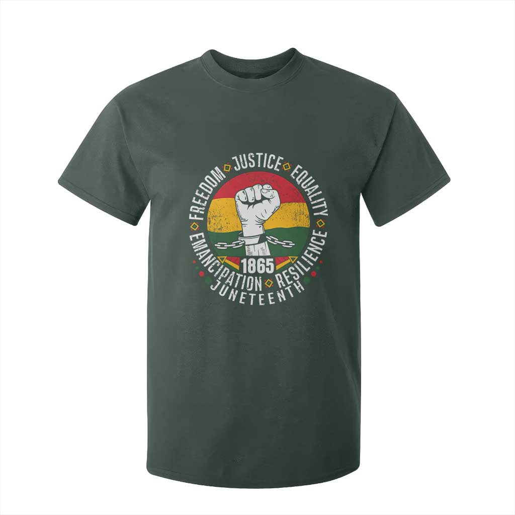 Juneteenth Raised Fist T Shirt For Kid Freedom Justice Equality Emancipation Resilience