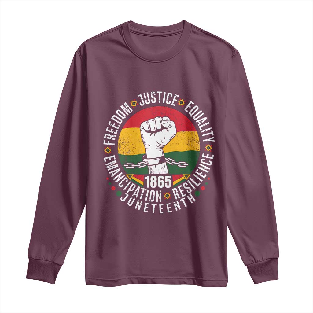 Juneteenth Raised Fist Long Sleeve Shirt Freedom Justice Equality Emancipation Resilience