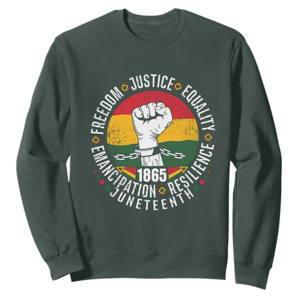 Juneteenth Raised Fist Sweatshirt Freedom Justice Equality Emancipation Resilience