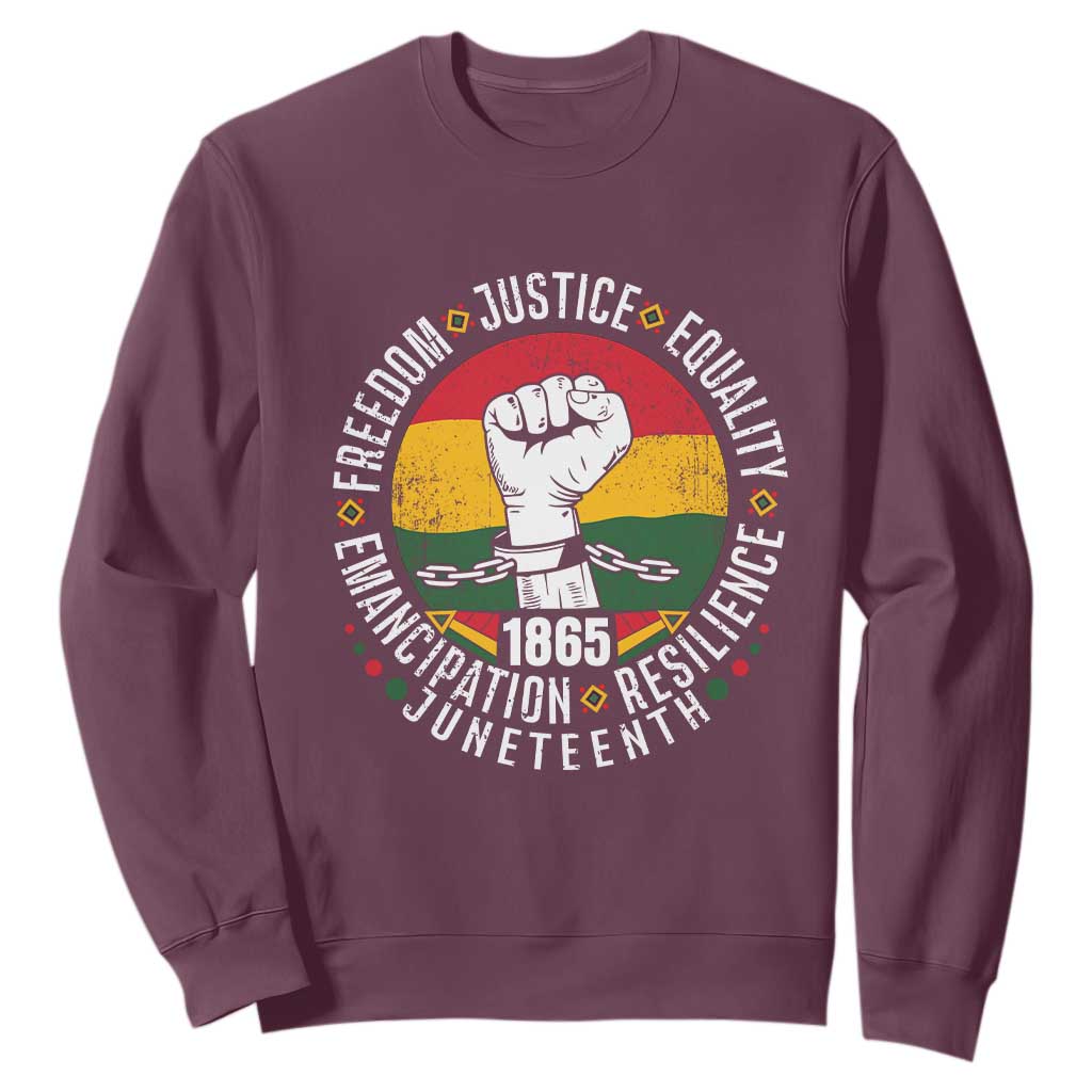 Juneteenth Raised Fist Sweatshirt Freedom Justice Equality Emancipation Resilience