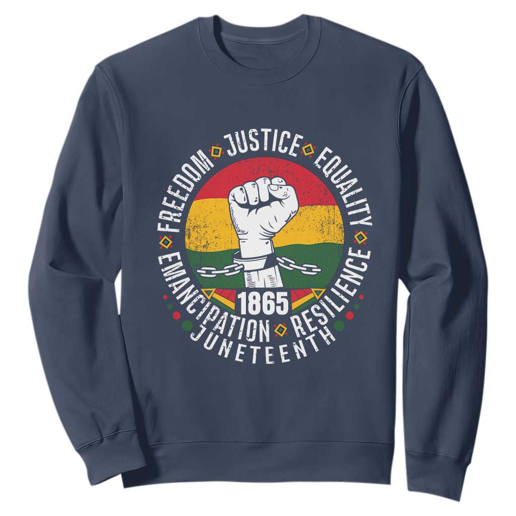 Juneteenth Raised Fist Sweatshirt Freedom Justice Equality Emancipation Resilience
