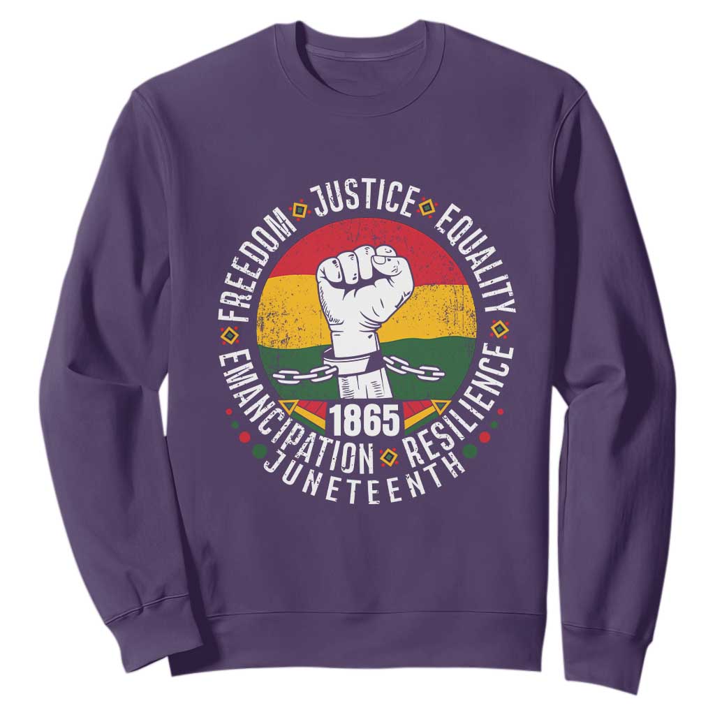 Juneteenth Raised Fist Sweatshirt Freedom Justice Equality Emancipation Resilience