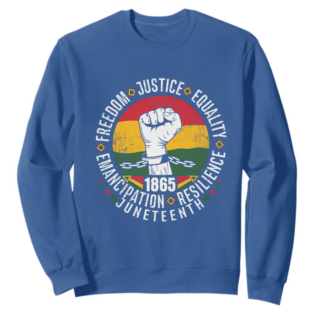 Juneteenth Raised Fist Sweatshirt Freedom Justice Equality Emancipation Resilience