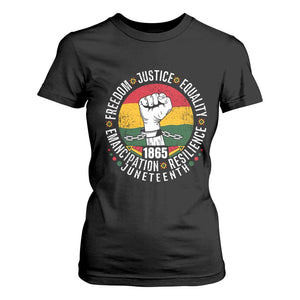 Juneteenth Raised Fist T Shirt For Women Freedom Justice Equality Emancipation Resilience