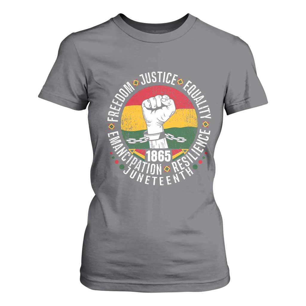 Juneteenth Raised Fist T Shirt For Women Freedom Justice Equality Emancipation Resilience