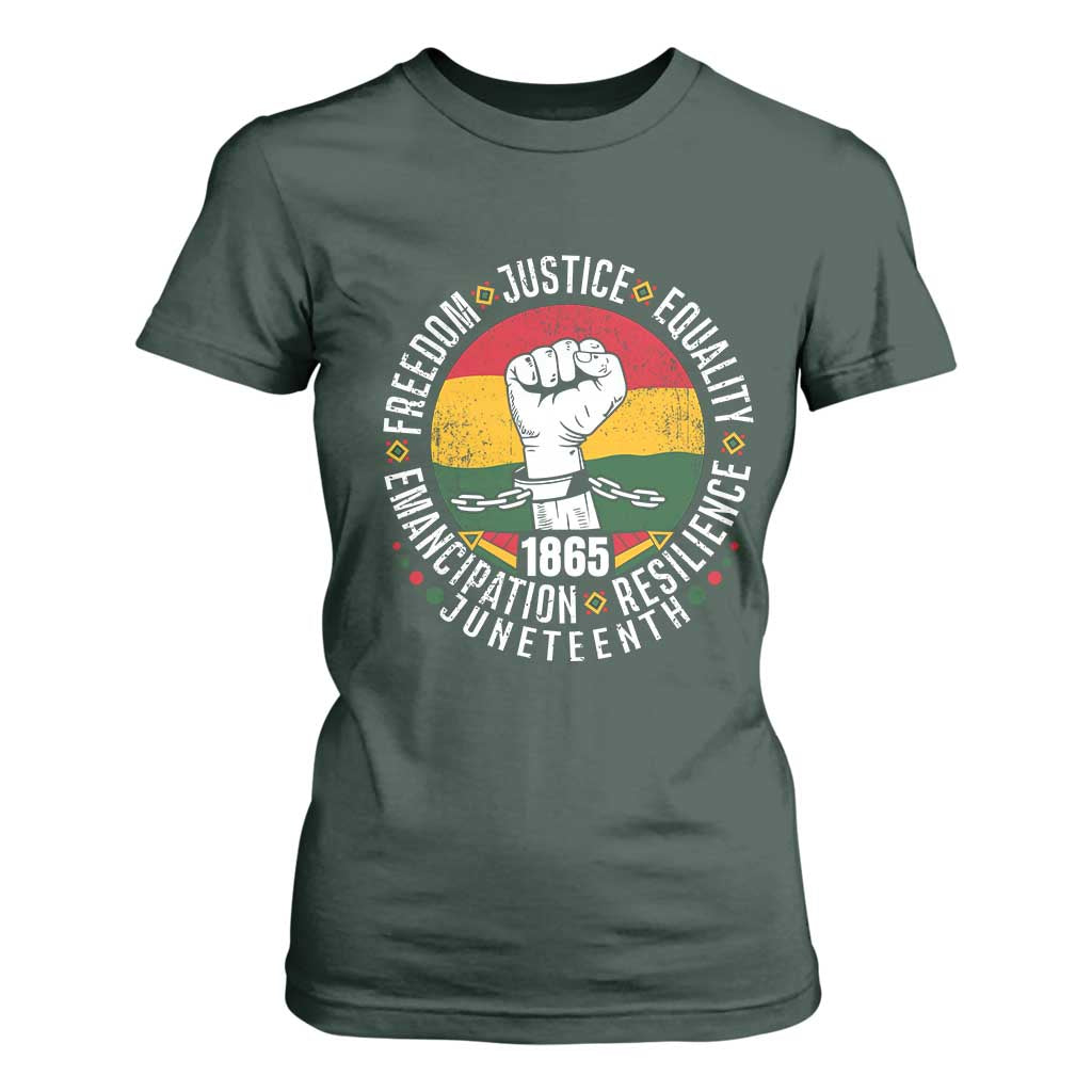 Juneteenth Raised Fist T Shirt For Women Freedom Justice Equality Emancipation Resilience