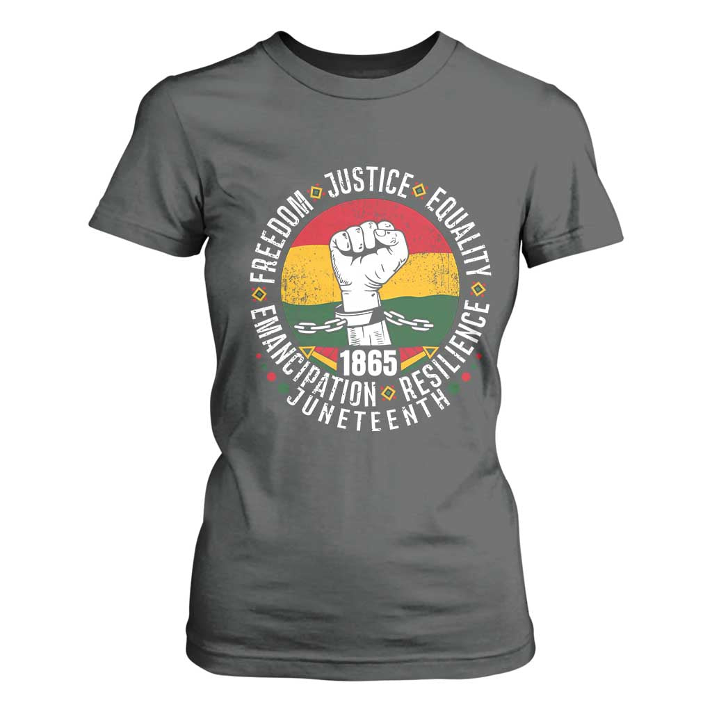 Juneteenth Raised Fist T Shirt For Women Freedom Justice Equality Emancipation Resilience