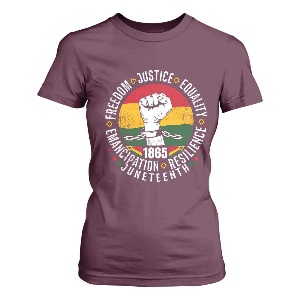 Juneteenth Raised Fist T Shirt For Women Freedom Justice Equality Emancipation Resilience