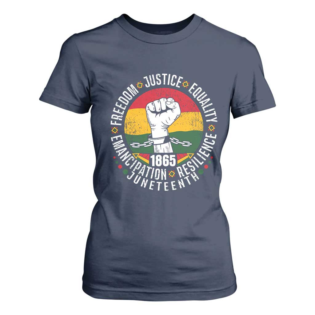 Juneteenth Raised Fist T Shirt For Women Freedom Justice Equality Emancipation Resilience