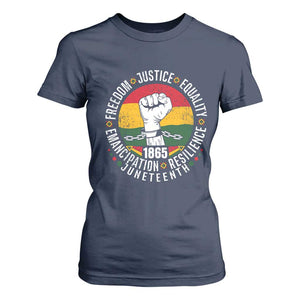 Juneteenth Raised Fist T Shirt For Women Freedom Justice Equality Emancipation Resilience