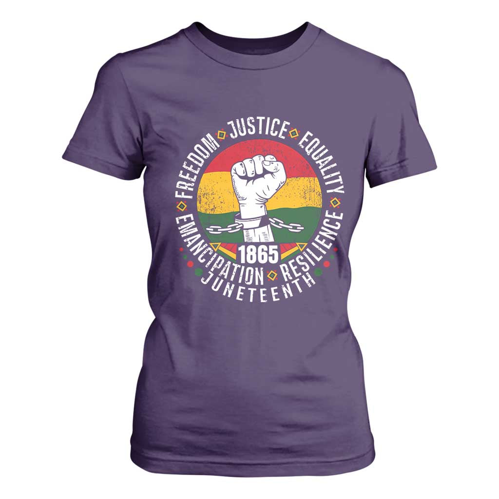 Juneteenth Raised Fist T Shirt For Women Freedom Justice Equality Emancipation Resilience
