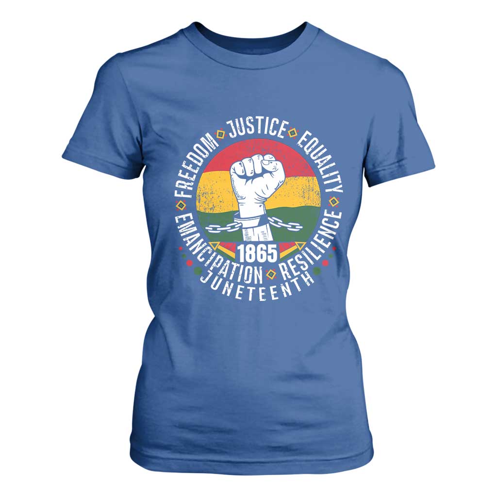 Juneteenth Raised Fist T Shirt For Women Freedom Justice Equality Emancipation Resilience