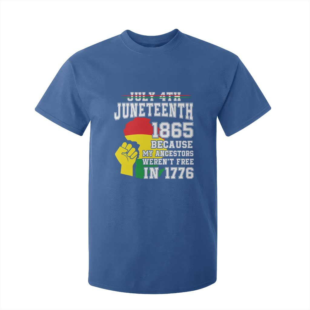 Juneteenth 1865 T Shirt For Kid Because My Ancestors Weren't Free In 1776 Raised Fist