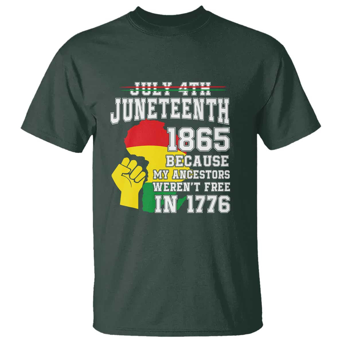 Juneteenth 1865 T Shirt Because My Ancestors Weren't Free In 1776 Raised Fist