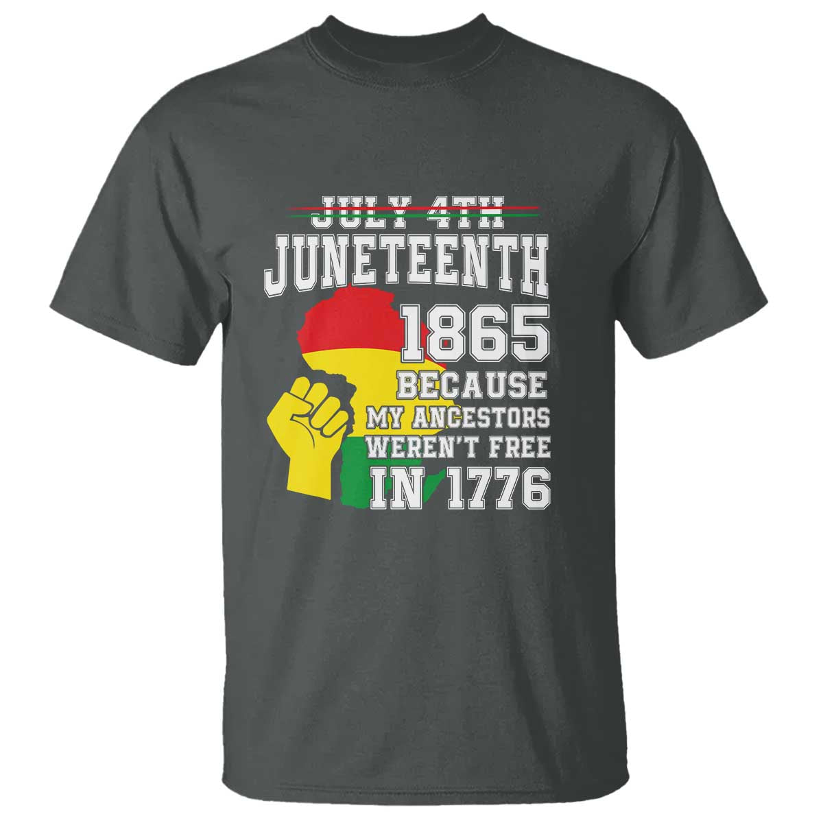 Juneteenth 1865 T Shirt Because My Ancestors Weren't Free In 1776 Raised Fist