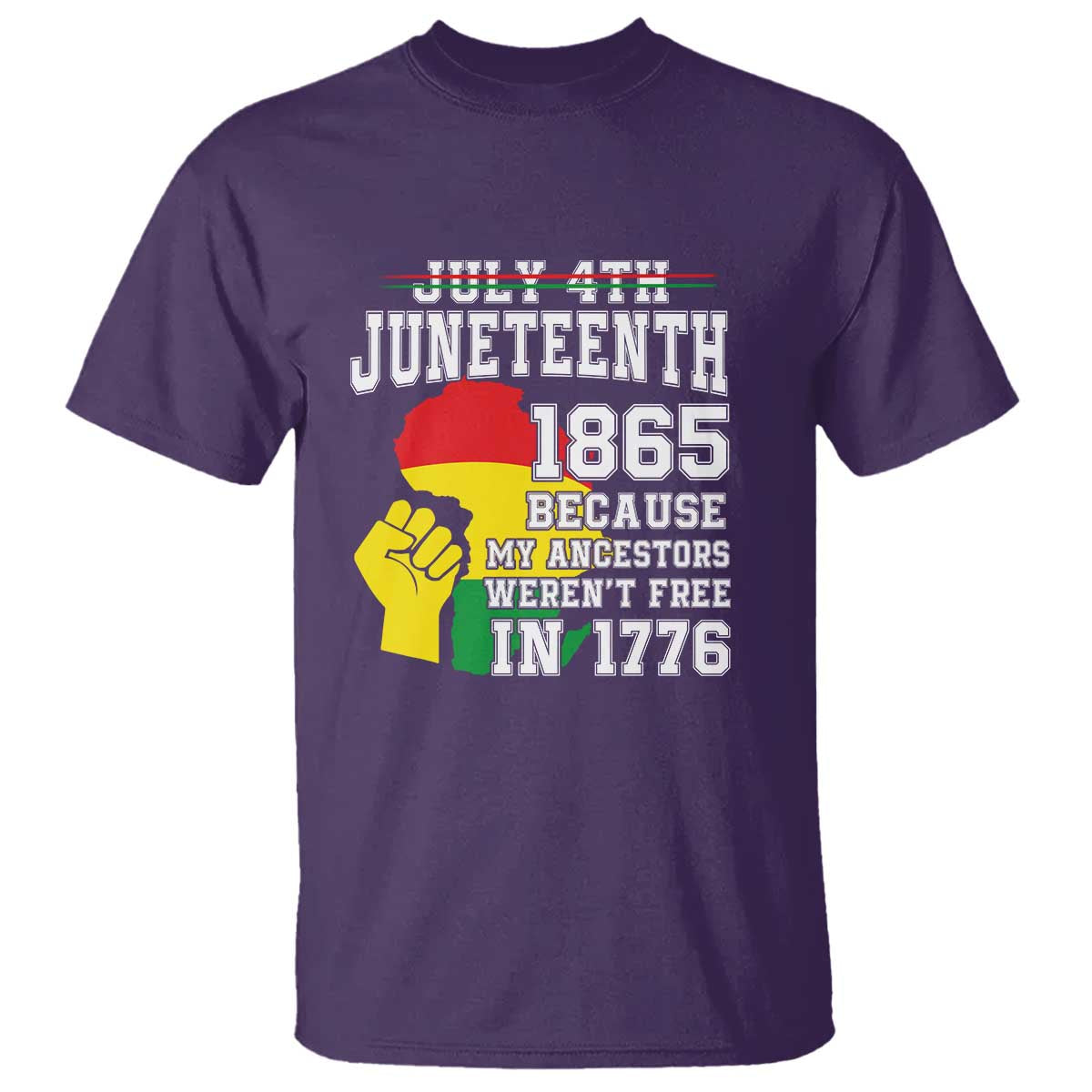 Juneteenth 1865 T Shirt Because My Ancestors Weren't Free In 1776 Raised Fist