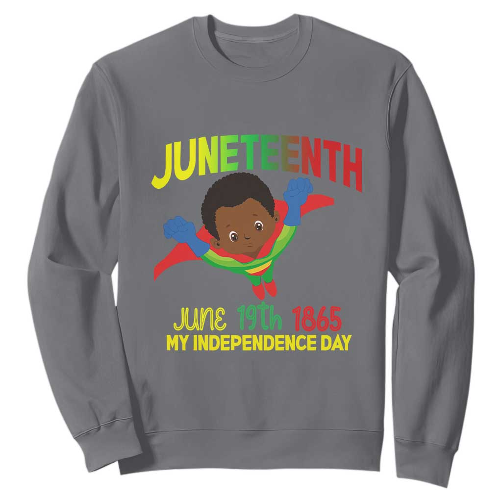 Juneteenth Is My Independence Day Sweatshirt Super Hero Black Boy