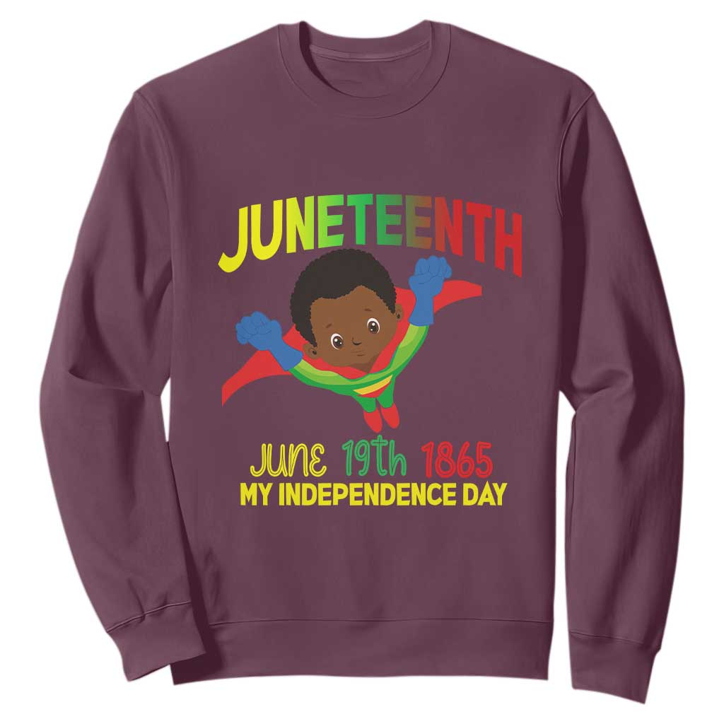 Juneteenth Is My Independence Day Sweatshirt Super Hero Black Boy