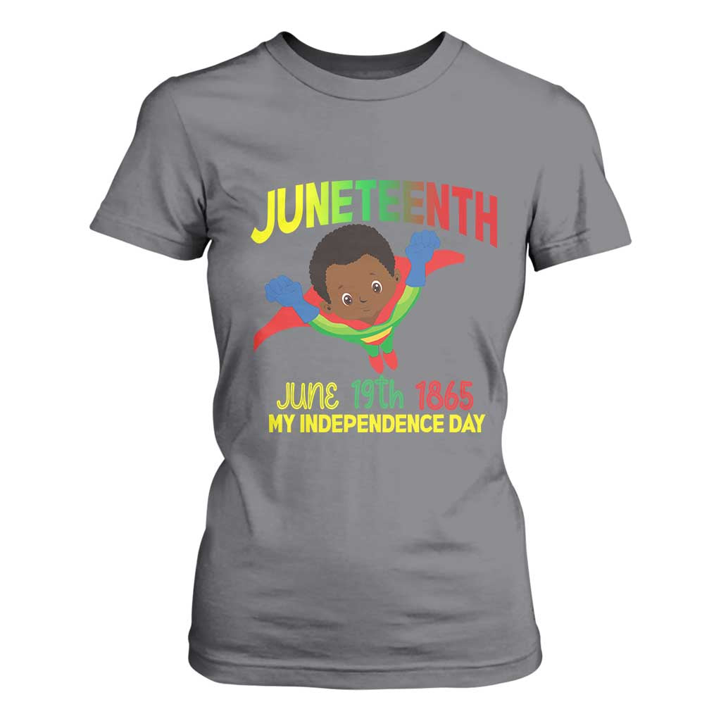 Juneteenth Is My Independence Day T Shirt For Women Super Hero Black Boy
