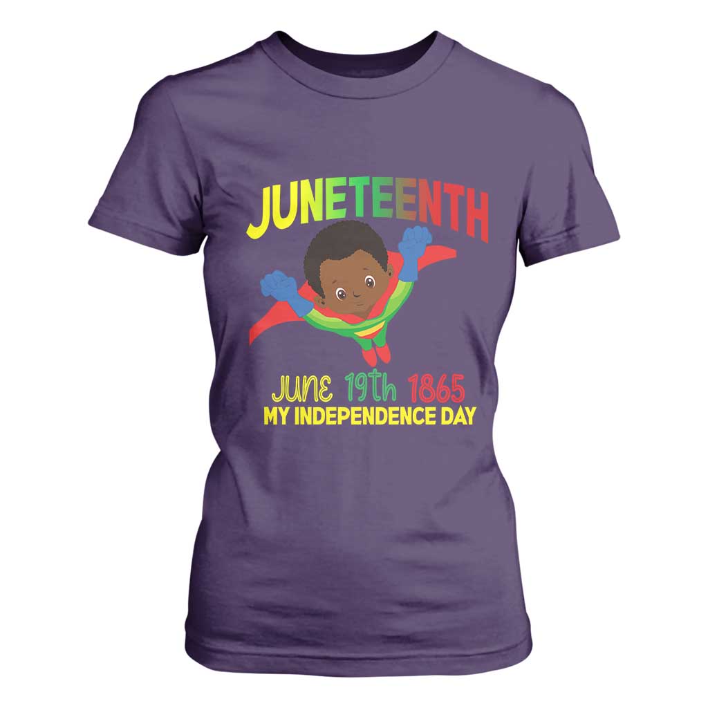 Juneteenth Is My Independence Day T Shirt For Women Super Hero Black Boy