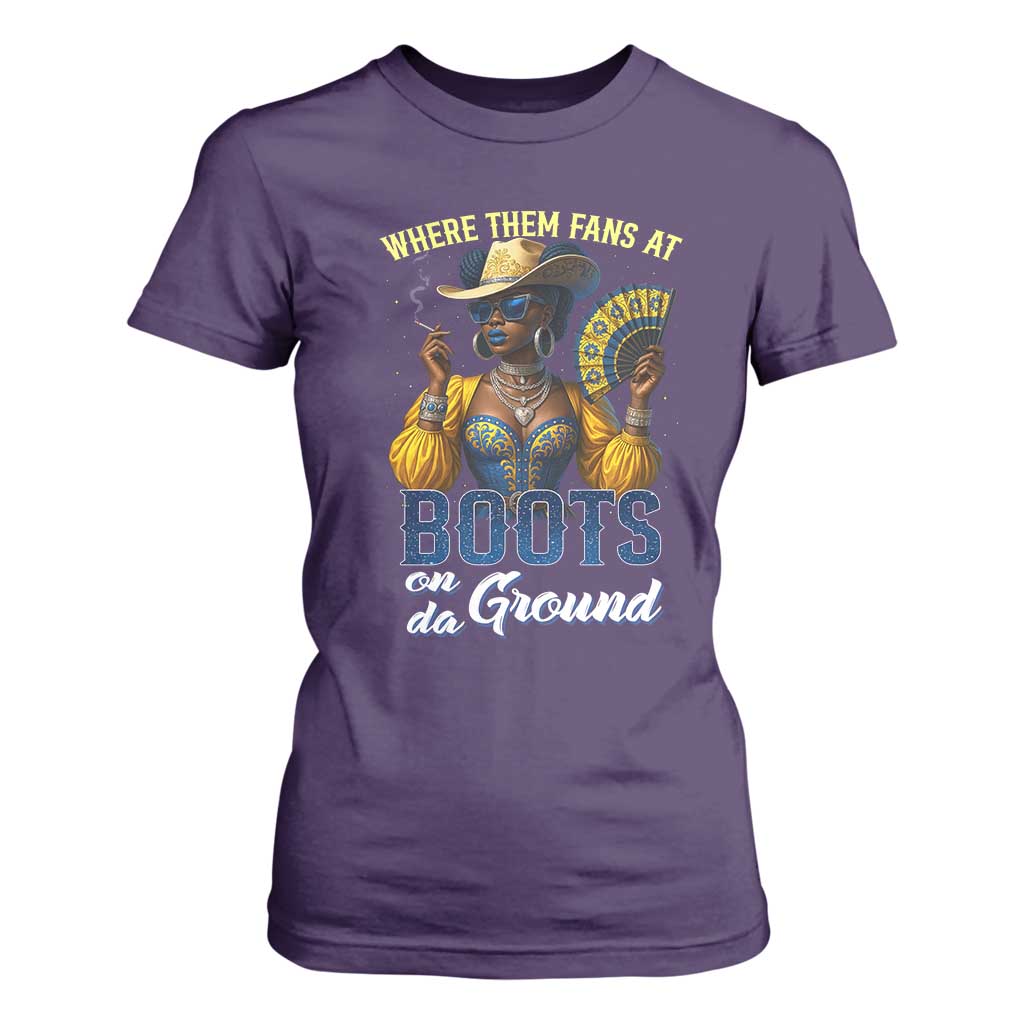 Melanin Cowgirls Linedance T Shirt For Women Where Them Fans At Boots On Da Ground