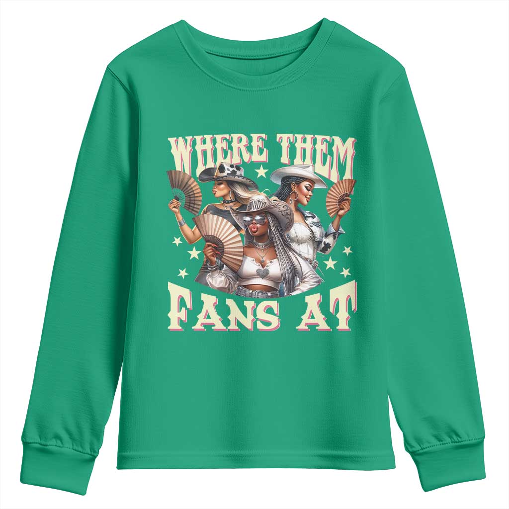 Melanin Cowgirls Youth Sweatshirt Where Them Fans At Country Life Women Girls