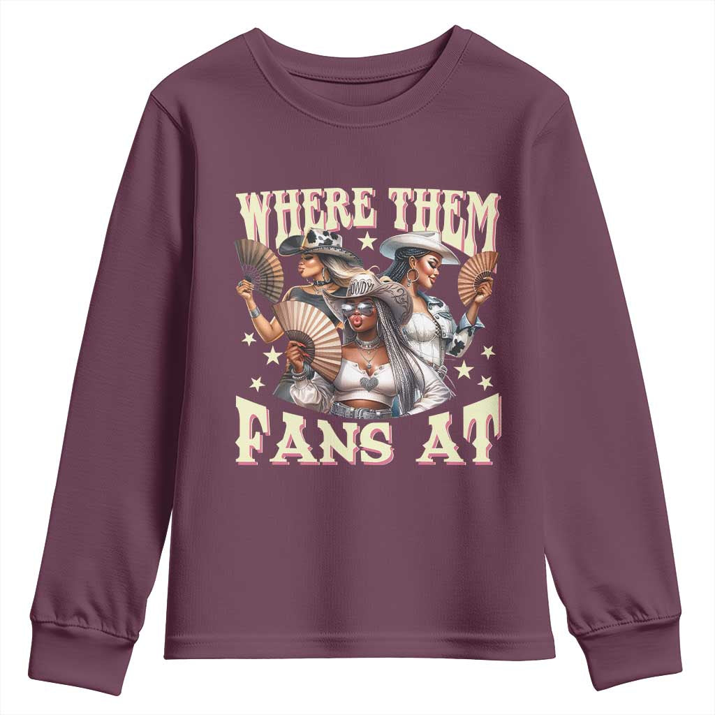 Melanin Cowgirls Youth Sweatshirt Where Them Fans At Country Life Women Girls