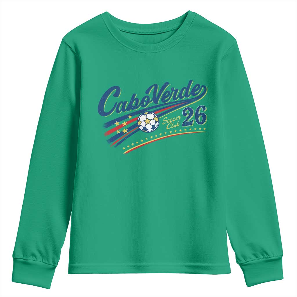 Cabo Verde Soccer Club 26 National Pride Youth Sweatshirt Cape Verde Football Fans Retro Sporty Est. 2026