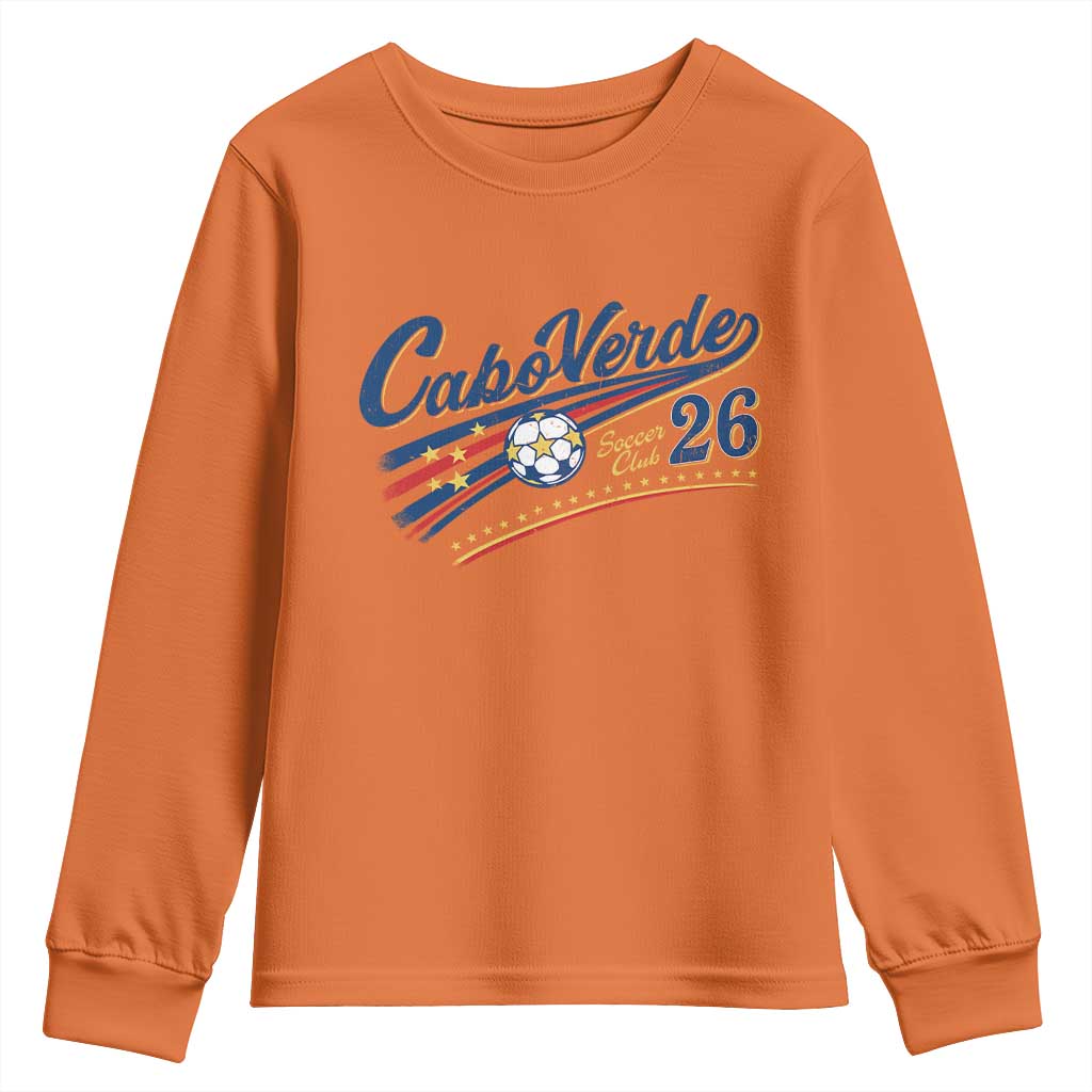 Cabo Verde Soccer Club 26 National Pride Youth Sweatshirt Cape Verde Football Fans Retro Sporty Est. 2026