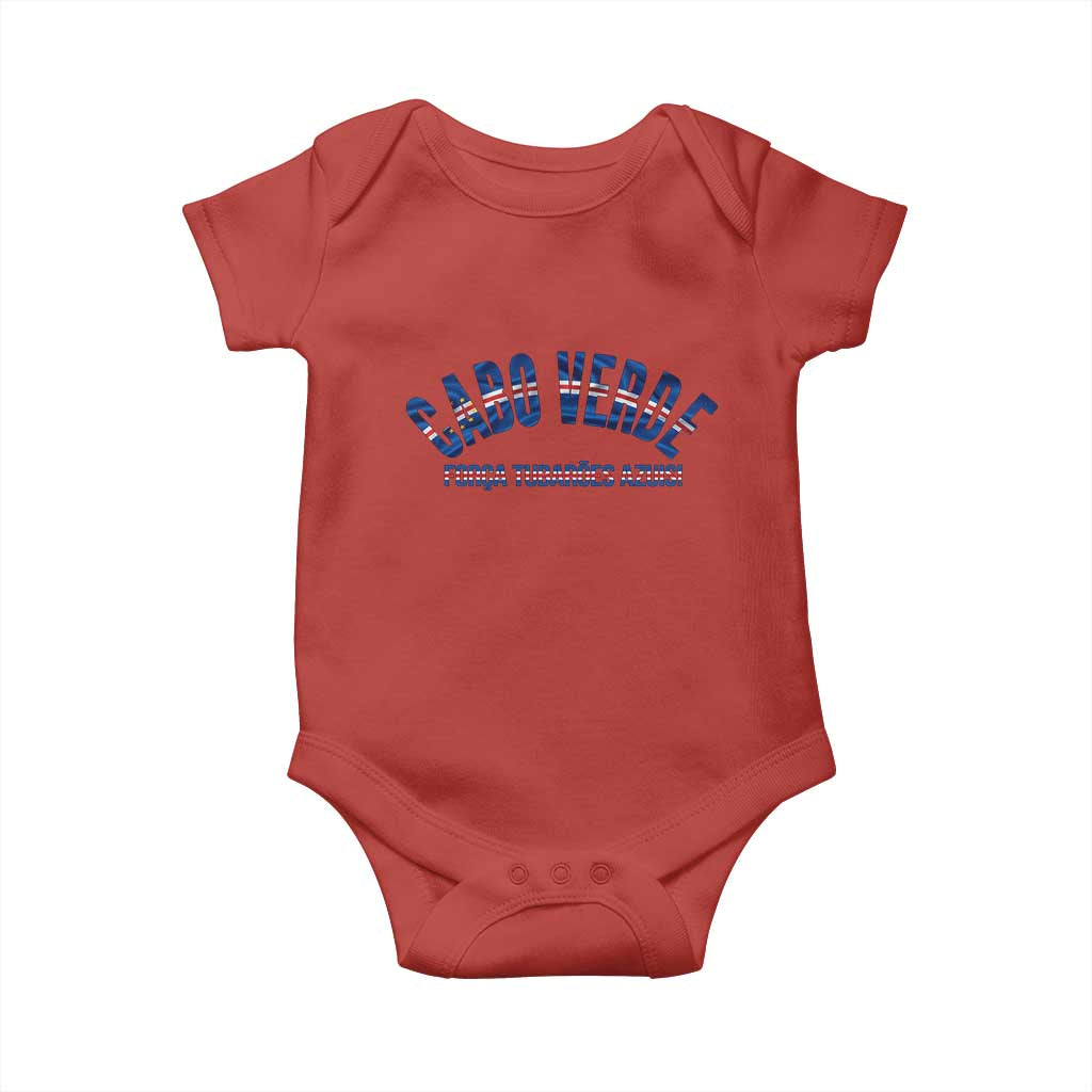Forca Tubaroes Azuis Cabo Verde National Pride Baby Onesie Cape Verde Football Fans Blue Sharks Heritage