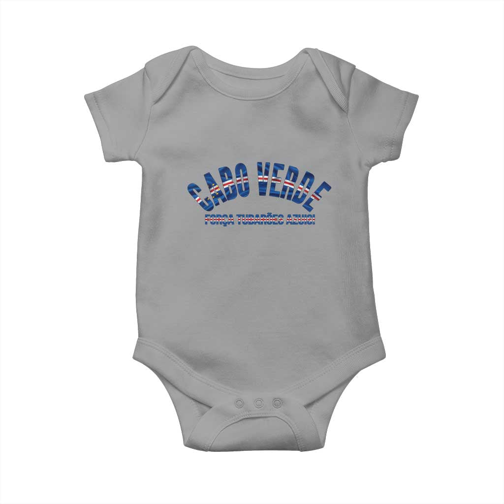 Forca Tubaroes Azuis Cabo Verde National Pride Baby Onesie Cape Verde Football Fans Blue Sharks Heritage